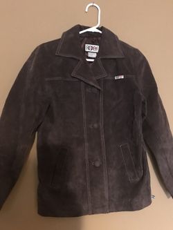 MENS ROXY SUEDE JACKET. SZ MEDIUM COLOR BROWN