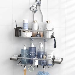 Aitatty Hanging Shower Caddy Bathroom Organizer: Rustproof Shower Shelf Racks Over Shower Head - No Drilling Inside Bath Shower Rack Shelves Over Show