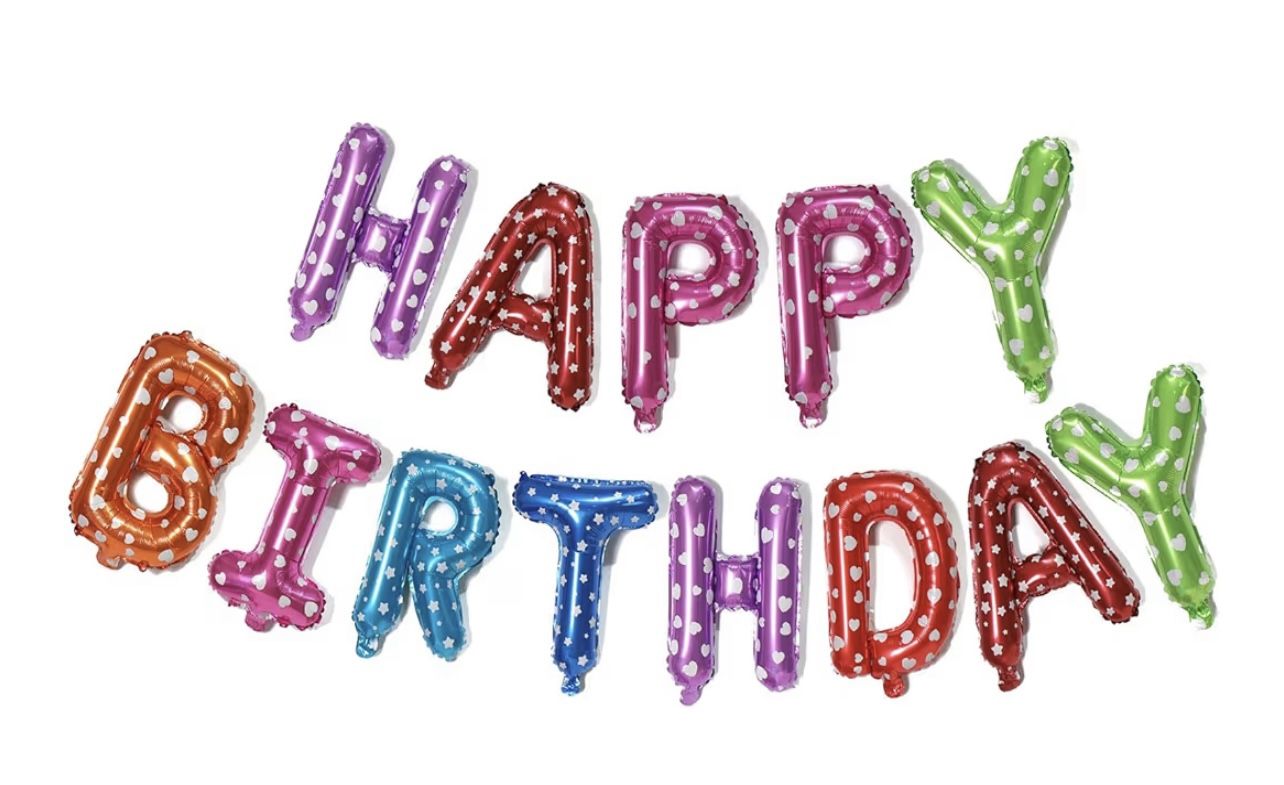 Multicolor Happy Birthday Balloons Banner, Mylar Foil Letters Balloon 16 Inch