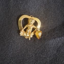 Vintage Charm Topaz ❤️ Heart Dangling Stone 