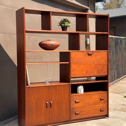 Mid Century MCM Modern Room Divider Wall Unit Desk Cabinet Bookshelf