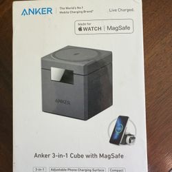 Anker 3‑in‑1 MagSafe Cube Y1811 – NEW SEALED iPhone + Watch + AirPods  