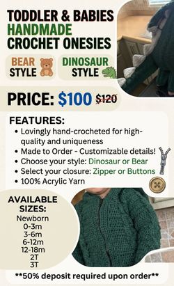 Custom Crochet onesie ( read description)