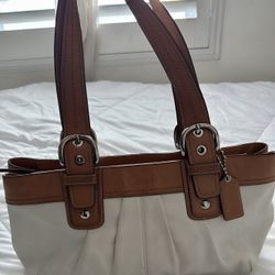 White And Brown Coach Bag
