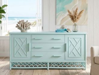 Palm Beach Regency Rattan Dresser/Entertainment Console
