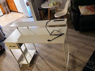 48” Gaming / Computer Desk w/ LED Lights & Power Outlets – White