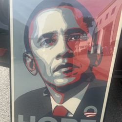 Original First Print OBAMA HOPE Campaign Poster In frame 
