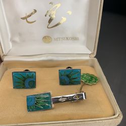 DRASTICALLY  REDUCED NEW Gorgeous Mitsubishi Cufflinks and Tie Clip