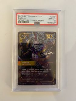 Riftbound Spiritforged Darius Signature Overnumber PSA 10