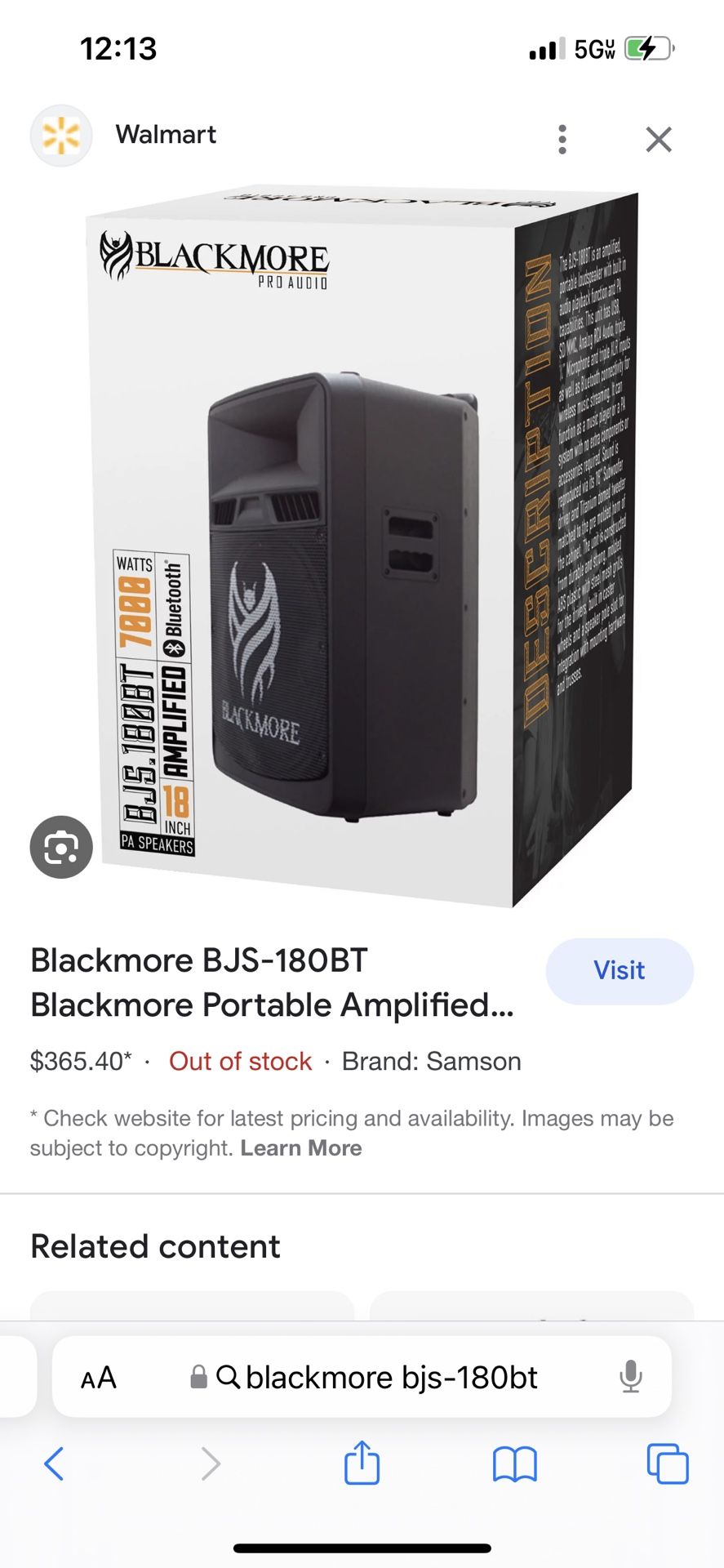 Blackmore Bjs-180bt 18” Bluetooth Subwoofer