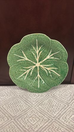 Green Cabbage Leaf Ceramic Plate