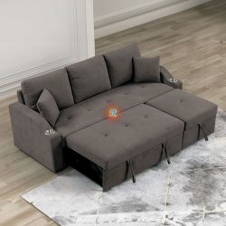 Sleeper Pull Out Sofa Bed Sectional Couch with Cup Holder