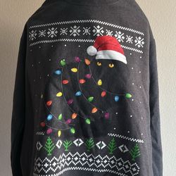 Men’s, Women’s,unisex Christmas,Noel, new Years Black Cat Sweatshirt,activewear, Sportswear