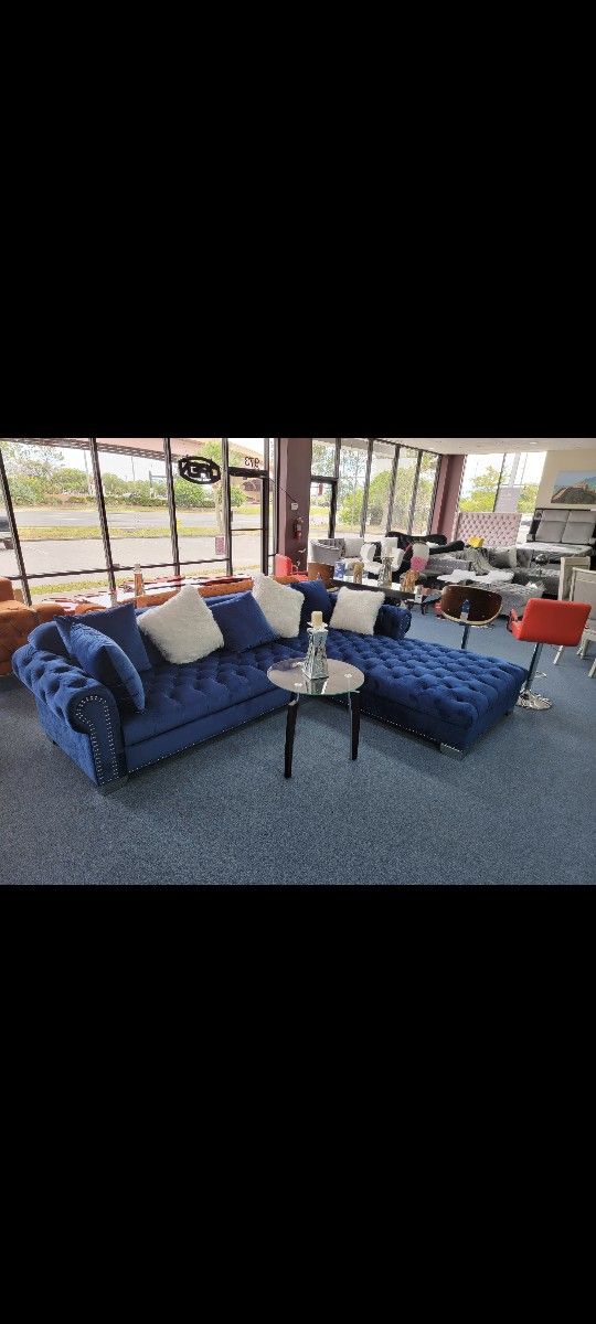 Brand New Beautiful Blue Velvet Sectional for Sale in Casselberry, FL