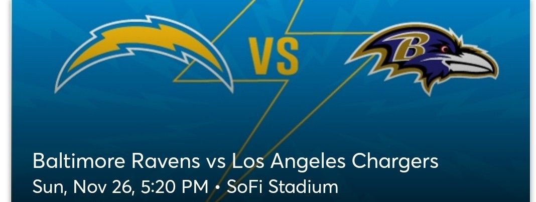 (2)Premier Section 239 Ravens vs Chargers Tix $360