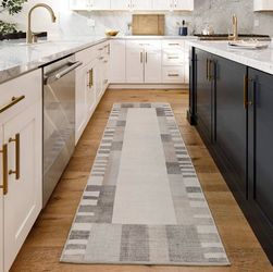 2.5'x7' Ruggable Washable Andie Runner Rug Neutral + Rug Pad