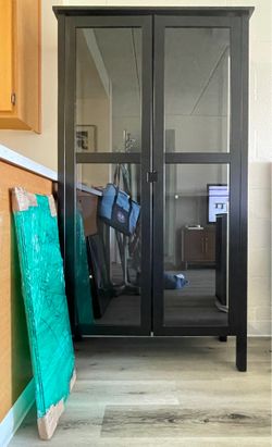 IKEA HEMNES Tall Glass-Door China Cabinet – Dark Espresso / Black-Brown Finish
