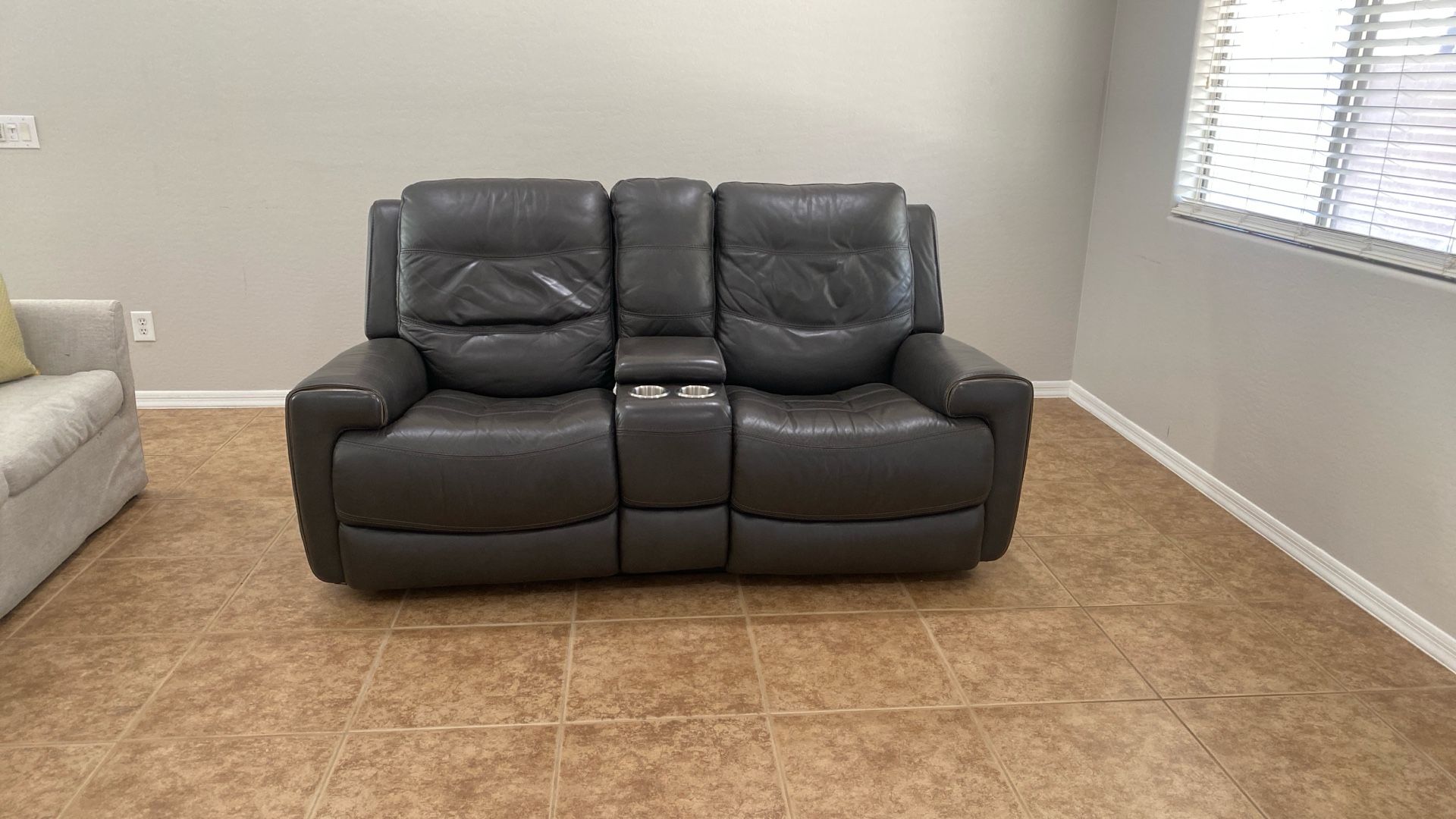 Power Leather Brown Loveseat