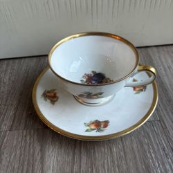 Vintage Floral Cup And Saucer