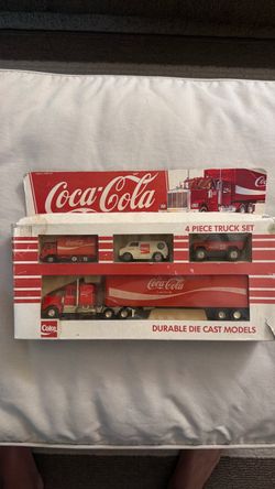 Vintage 1979 Coca-Cola 4-Piece Die-Cast Truck Set - Mint Cars / Damaged Box
