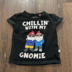 Boys Black Shirt Chillin With Gnomie Size 12 Months #18