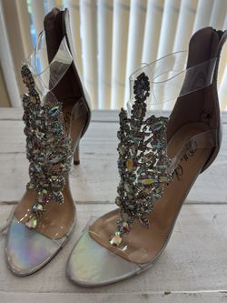 Iridescent Color Heels With Multicolor Rhinestones
