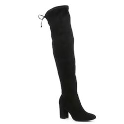 Black High Heels Basic Slip-On Stretch Boots Dressy 