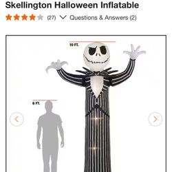 Jack Skellington Nightmare Before Christmas Inflatable