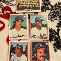 set of 5pcs Topps 1978 Dodgers baseball cards