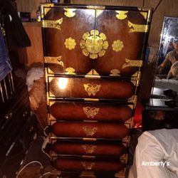 Vintage Korean Tansu Dresser with built-in felt lined jewelry/watch drawers