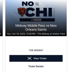 2 Midway Mobile Passes - Bears vs. Saints (Oct 19) - Pre-Game Party!