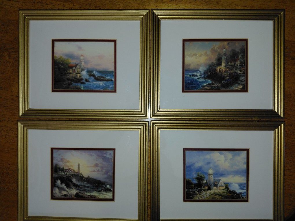4 Thomas Kinkade Lighthouse Prints