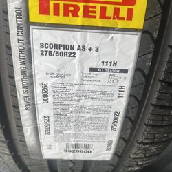 New 275/50/22 Pirelli scorpion 🦂 AS  +3