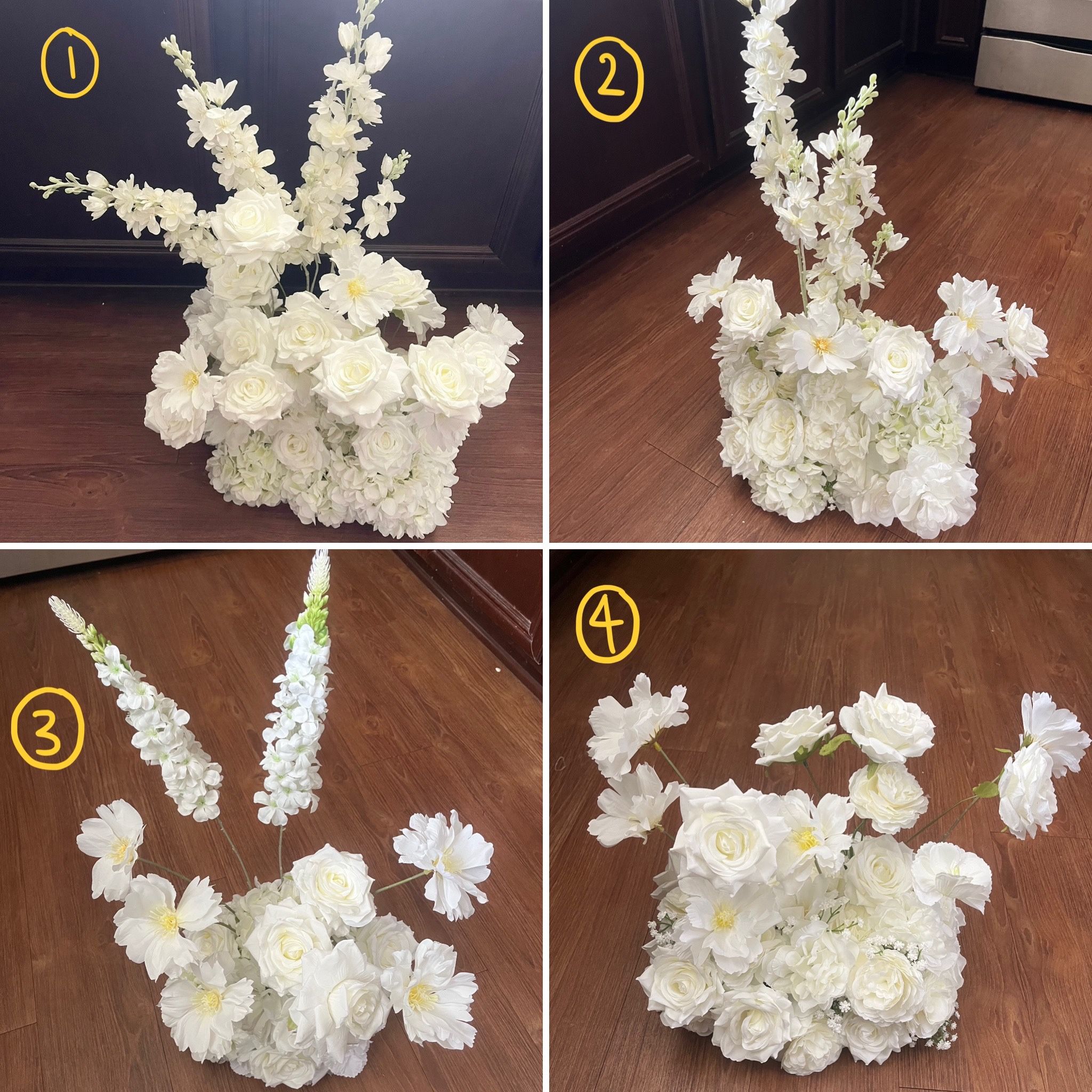4 set of Wedding faux flowers