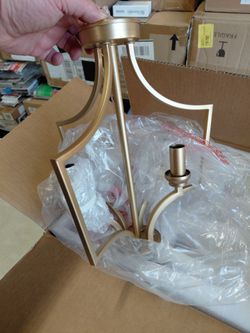 LNC aritik 11.8" 3 light geometric cage Pendant light fixture in modern gold