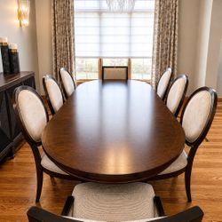Opal Point Collection Dining Set – Oval Table + 6 Chairs + 2 Leaves – Seats 10