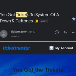 Deftones And System Of A Down Concert Ticket