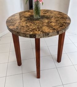 Round Marble Top Dining Table Wood Legs