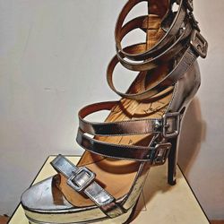 Christian Louboutin Silver Strapped Heels S 8