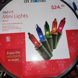 450 UL indoor and outdoor lights, value pack. Includes 3 sets of 150 lights to a reel. Green wire. 24" x 3.25" x 3.25".
Lights: 450 Multi
Wire Color: 
