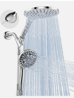 MakeFit Dual Handheld Shower Head Combo, 2-in-1 Rain Shower Heads System 8 Inch.  -Chrome