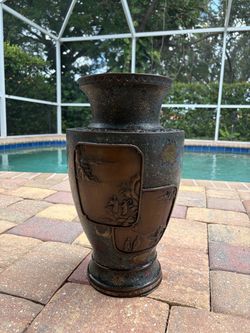 Antique Bronze Cloisonné Asian Decorative Vase