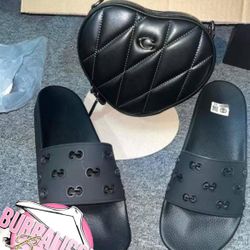 Black Purse And Sandal Set