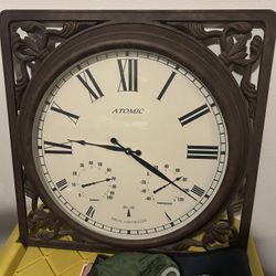 Large Antique Wall Clock – with Temp & Humidity!