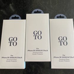 3 New In Box Tempered Glass iPhone SE Screen Protectors 