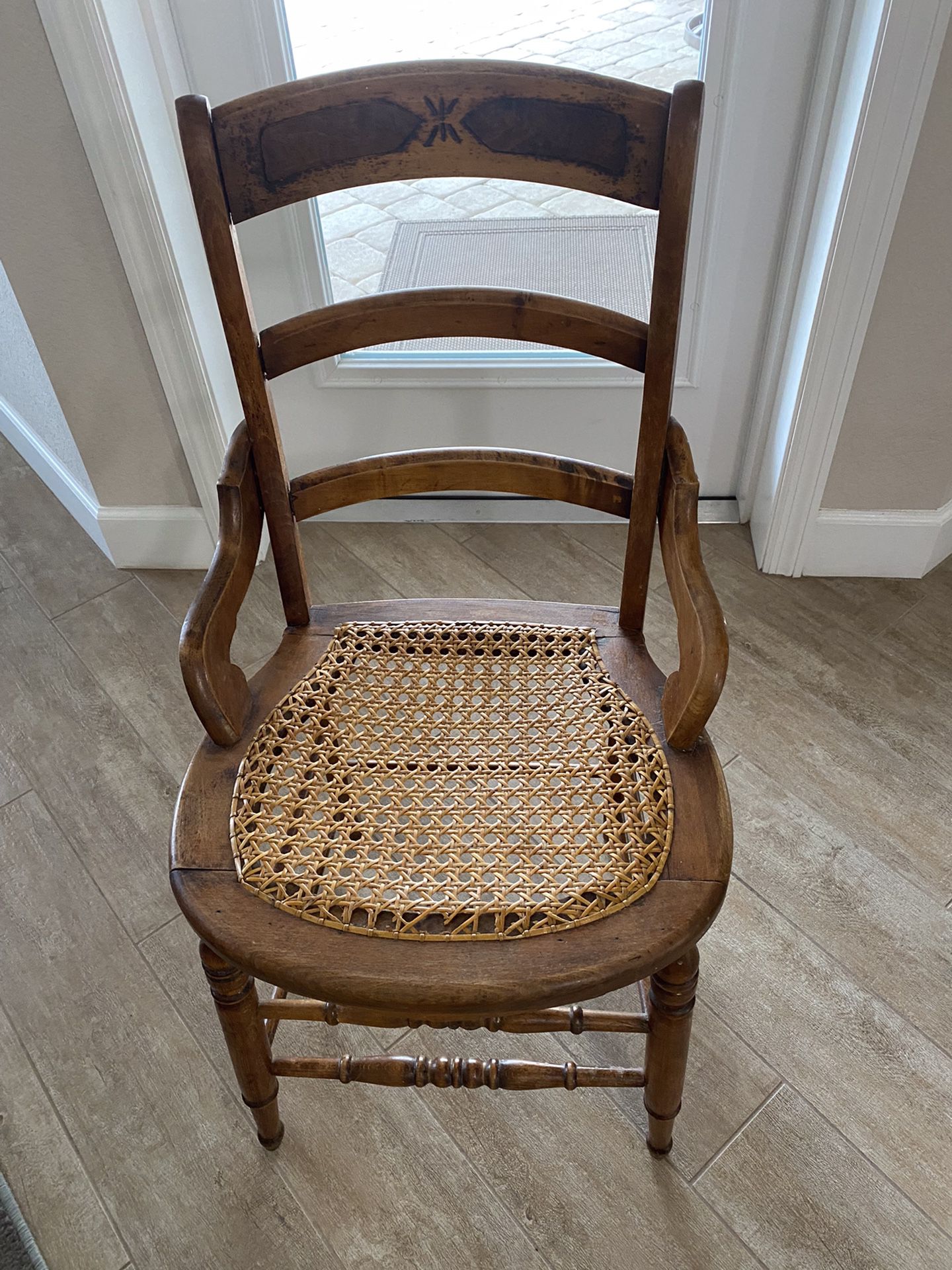 Vintage Wooden Cane Chair 
