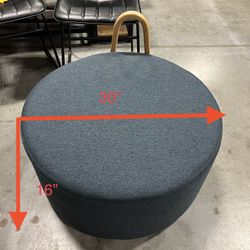 #012704 30” round ottoman on wheels with removable back Navy Blue 