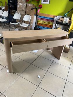Modern Entryway Console Table, Sofa Table with Drawers, 63 Inch Long Hallway Table Behind Sofa, Thick Wood Design for Living Room, Hallway, Light Knot