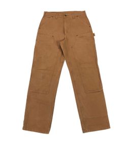 Vintage Carhartt B136 Double Knee Pants 32x34 Tan Canvas Duck Loose Fit Wide Leg