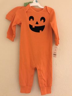 Carters Jack-o-lantern 2pc jumpsuit & hat size 6mos